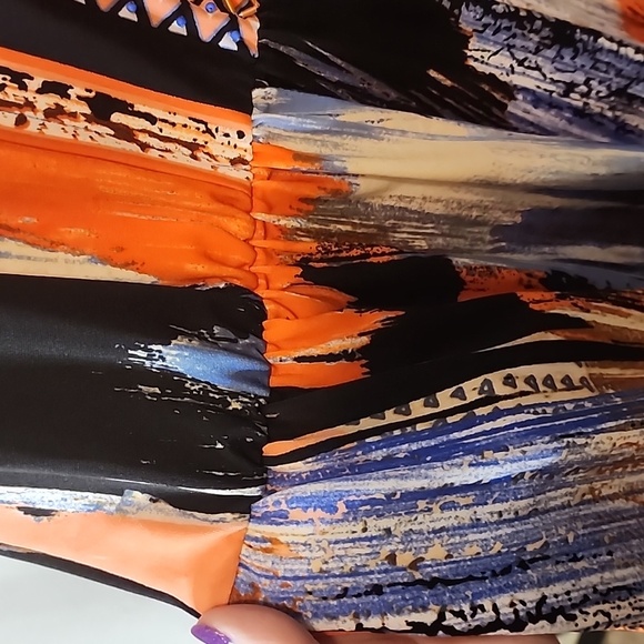 BEIGE BY ECI Colorful Short sleeve Dress Sz Large - Picture 6 of 13